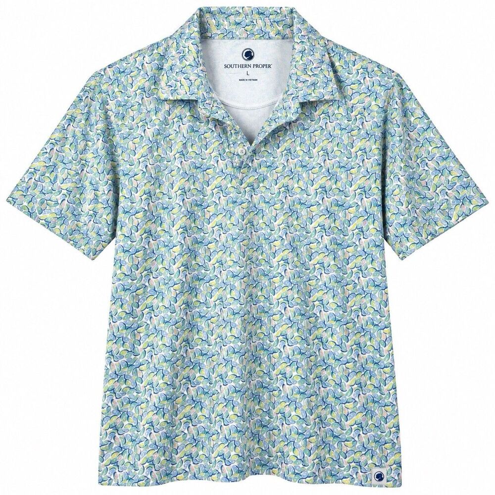 Southern Proper Polo XL Performance Golf Shirt Stretch Citrus Print Preppy